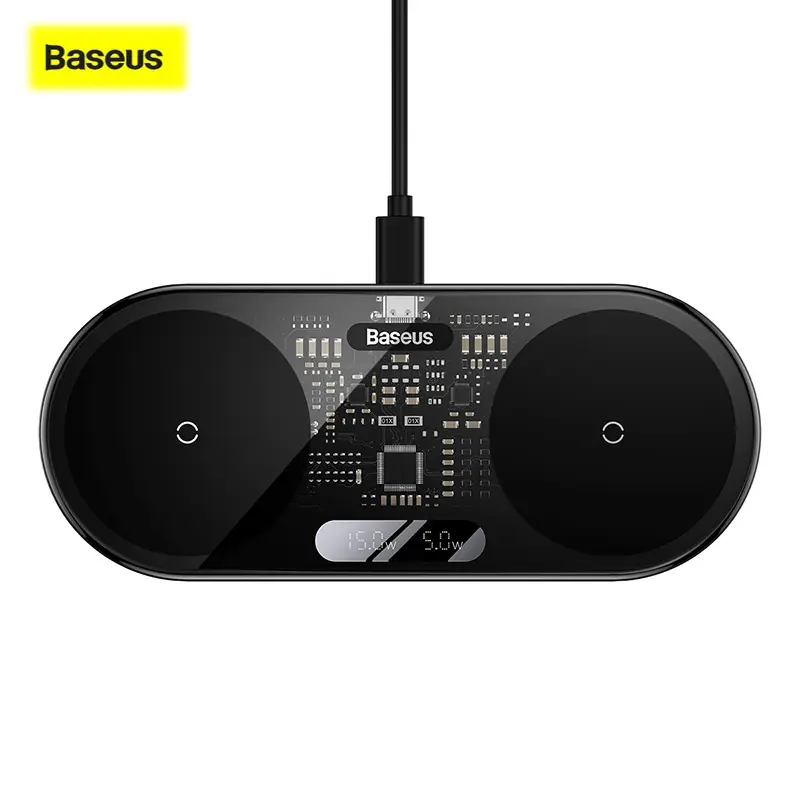 BASEUS Digital LED Display 2 in 1 20W Wireless Charger